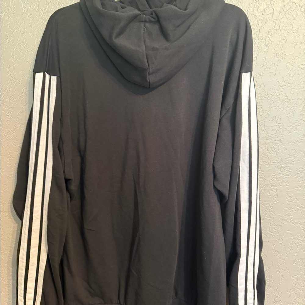 Adidas Men's Black Hoodie with White Stripes LONG AND Tall 2XL - Picture 5 of 5